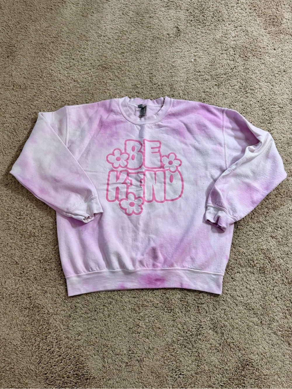 Gildan Pink Tie-Dye "BE KIND" Crewneck Sweatshirt - Women